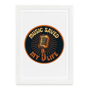 Vintage Retro Music T-Shirt - Framed poster (27 × 37 cm) - white - Front