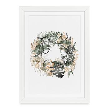 Couronne exotique de la jungle avec des feuilles tropicales - Affiche encadrée (27 × 37 cm) - blanc - Devant