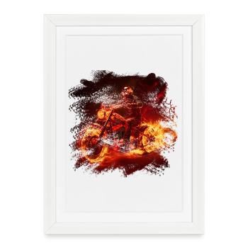 Fire Bike Rider - Framed poster (27 × 37 cm) - white - Front