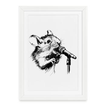 Singing Mouse - Framed poster (27 × 37 cm) - white - Front