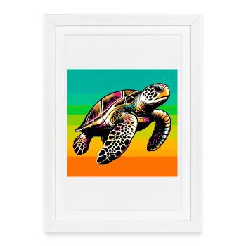 tortue - Affiche encadrée (27 × 37 cm) - blanc - Devant