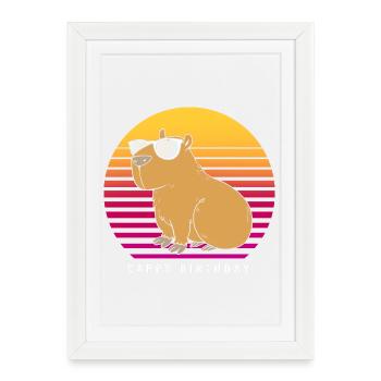Joyeux anniversaire Capybara Joyeux anniversaire - Affiche encadrée (27 × 37 cm) - blanc - Devant