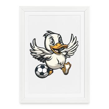 Bande dessinée de football de canard - Affiche encadrée (27 × 37 cm) - blanc - Devant
