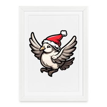 Colombe Oiseau Noël - Affiche encadrée (27 × 37 cm) - blanc - Devant