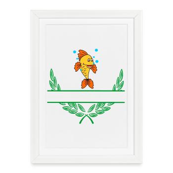 Fish Laurel Wreath with Namespace - Framed poster (27 × 37 cm) - white - Front