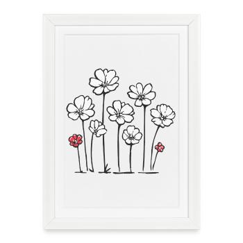 Delicate Wildflower Pattern - Framed poster (27 × 37 cm) - white - Front