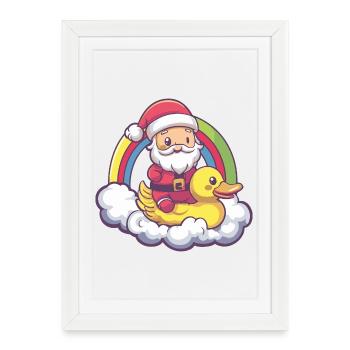 Noël canard Père Noël - Affiche encadrée (27 × 37 cm) - blanc - Devant