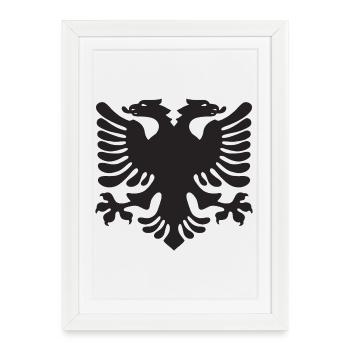 Double Eagle Silhouette Albanie - Affiche encadrée (27 × 37 cm) - blanc - Devant
