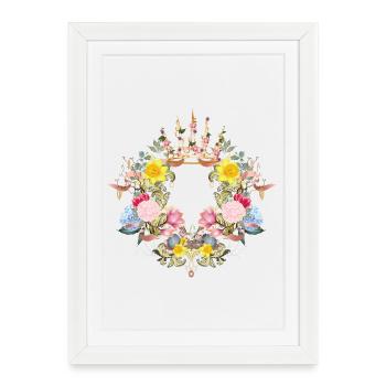 Baroque flower wreath with delicate spring accents - Framed poster (27 × 37 cm) - white - Front
