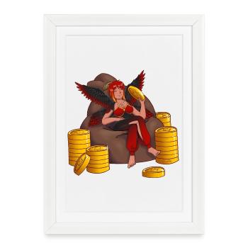 Gardien du trésor avec des ailes - Affiche encadrée (27 × 37 cm) - blanc - Devant