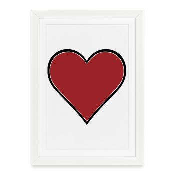 Vecteur de contour épais de la bande dessinée Red Heart - Affiche encadrée (27 × 37 cm) - blanc - Devant