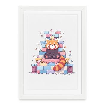 Kawaii Panda in the Sugar Castle - Framed poster (27 × 37 cm) - white - Front