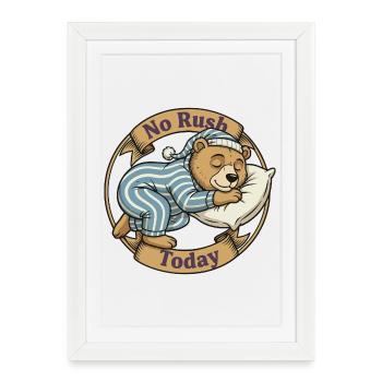 Pas de stress aujourd’hui – Ours en pyjama - Affiche encadrée (27 × 37 cm) - blanc - Devant
