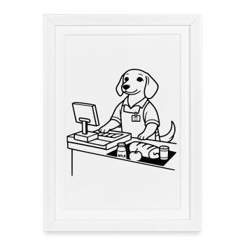 Caissière de chiens de supermarché - Affiche encadrée (27 × 37 cm) - blanc - Devant