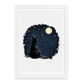 Pensive Donkey Under Starry Sky - T-Shirt - Framed poster (27 × 37 cm) - white - Front