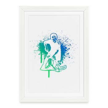 Motif floorball pour de véritables amoureux - Affiche encadrée (27 × 37 cm) - blanc - Devant