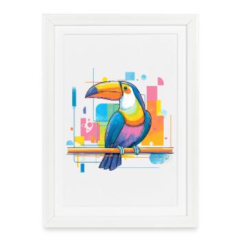 Colorful toucan on neon surfaces - Framed poster (27 × 37 cm) - white - Front