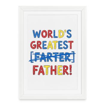 Meilleur pet de tous – Oups, je voulais dire papa - Affiche encadrée (27 × 37 cm) - blanc - Devant