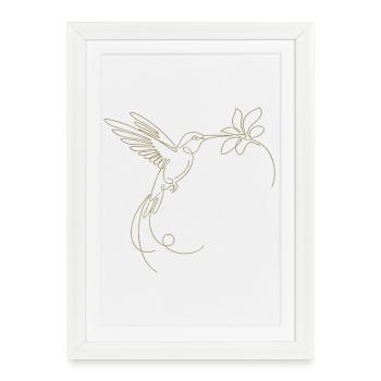 Silhouette minimaliste d’oiseau en vol - Affiche encadrée (27 × 37 cm) - blanc - Devant