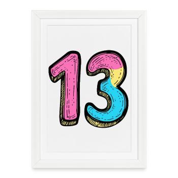 13 Number Colorful - Framed poster (27 × 37 cm) - white - Front