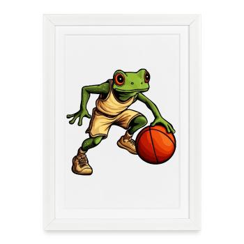 Basketball Frog - Affiche encadrée (27 × 37 cm) - blanc - Devant