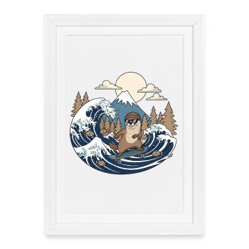 Kawaii Skateboard Bieber - Affiche encadrée (27 × 37 cm) - blanc - Devant