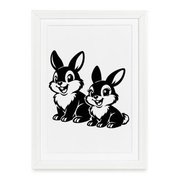 Sketched Rabbit Duets - Framed poster (27 × 37 cm) - white - Front