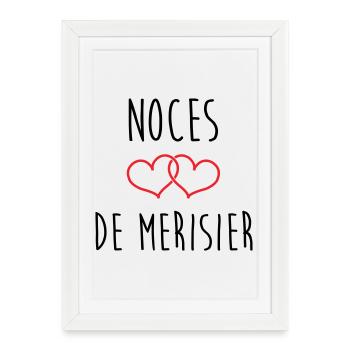 Noces de Merisier 53 ans de mariage - Affiche encadrée (27 × 37 cm) - blanc - Devant