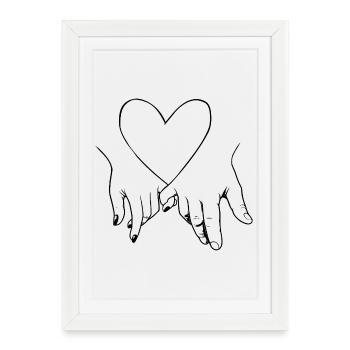 Holding hands with heart love - Framed poster (27 × 37 cm) - white - Front