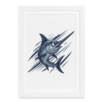 Espadon dans la tempête - Affiche encadrée (27 × 37 cm) - blanc - Devant