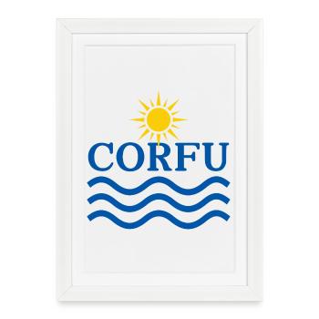 Corfu Sun Waves Logo - Affiche encadrée (27 × 37 cm) - blanc - Devant
