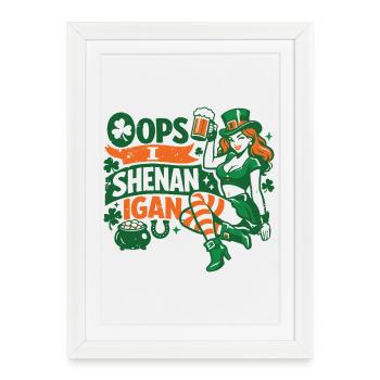 Oups, je fais des bêtises La fille de la Leprechaun St Patrick - Affiche encadrée (27 × 37 cm) - blanc - Devant