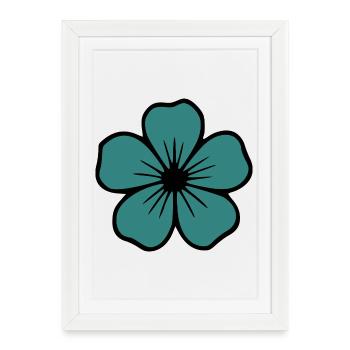 Fleur d’hibiscus fleur turquoise cadeau floral - Affiche encadrée (27 × 37 cm) - blanc - Devant
