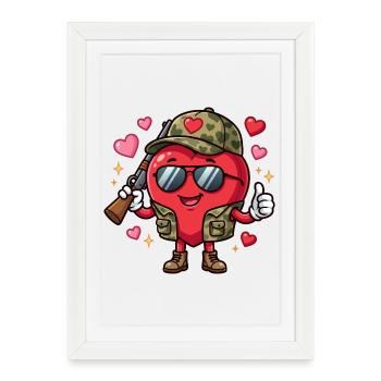 Chasse drôle à la Saint-Valentin pour les hommes - Affiche encadrée (27 × 37 cm) - blanc - Devant