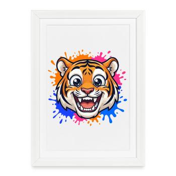 Laughing Tiger Splash of Color - Framed poster (27 × 37 cm) - white - Front