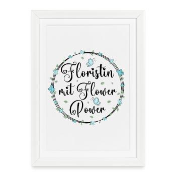 Floristin mit Flower Power - Gerahmtes Poster (27 × 37 cm) - Weiß - Vorne