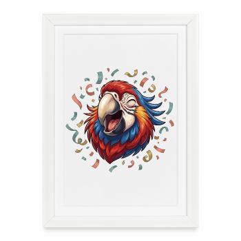 Confettis de perroquet heureux - Affiche encadrée (27 × 37 cm) - blanc - Devant