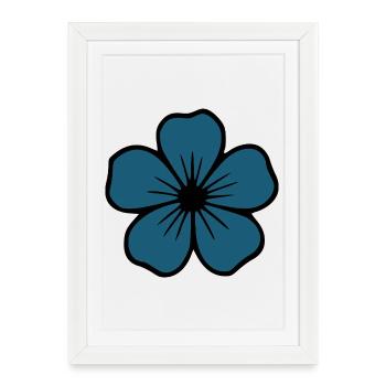 Fleur d’Hibiscus Fleur Fleur Bleu Foncé - Affiche encadrée (27 × 37 cm) - blanc - Devant