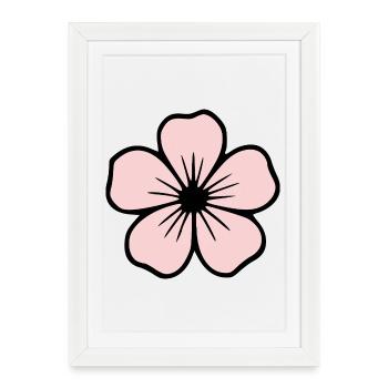 Fleurs d’hibiscus en fleurs pastel Cadeau Mère - Affiche encadrée (27 × 37 cm) - blanc - Devant