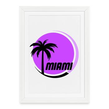 Miami Palm Trees Neon Retro - Framed poster (27 × 37 cm) - white - Front