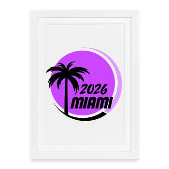 Logo néon des palmiers de Miami - Affiche encadrée (27 × 37 cm) - blanc - Devant