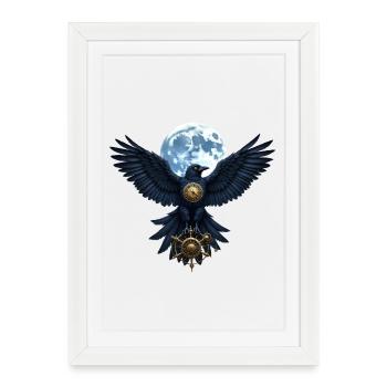 Steampunk Luna Raven avec gouvernail - Affiche encadrée (27 × 37 cm) - blanc - Devant