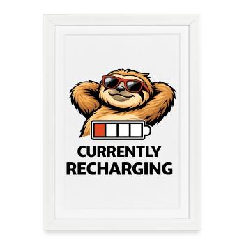 Sloth Chill Battery Tee - Framed poster (27 × 37 cm) - white - Front