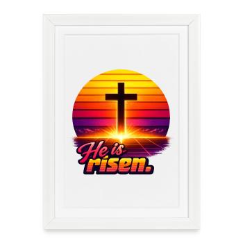 He is risen Sunset retro - Framed poster (27 × 37 cm) - white - Front
