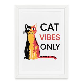 Cats Vibes Only Design - Affiche encadrée (27 × 37 cm) - blanc - Devant