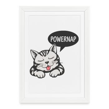 Chat de la sieste mécanique - Motif du sommeil - Affiche encadrée (27 × 37 cm) - blanc - Devant