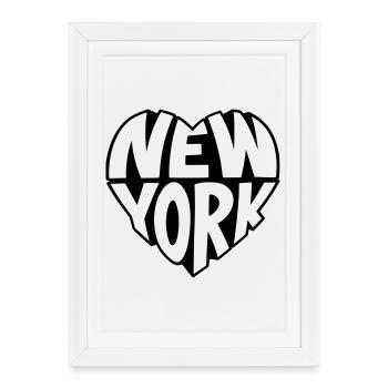 New York angular heart - Framed poster (27 × 37 cm) - white - Front