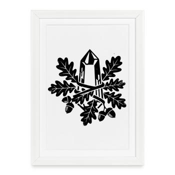 Crystal Oak Leaf Magic Forest - Framed poster (27 × 37 cm) - white - Front