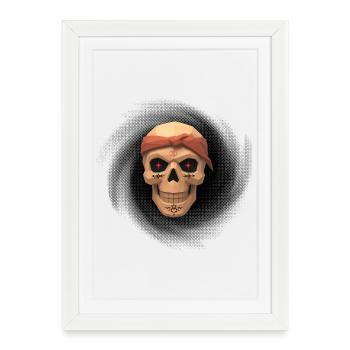 Black hole thug skull t-shirt design. - Framed poster (27 × 37 cm) - white - Front