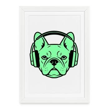 Casque Français Gamer Dog - Affiche encadrée (27 × 37 cm) - blanc - Devant